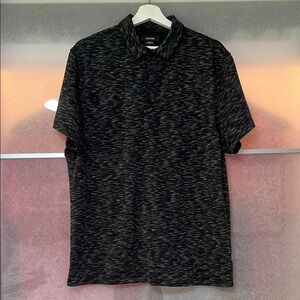 Alfani Black Textured Polo Shirt Classic Fit